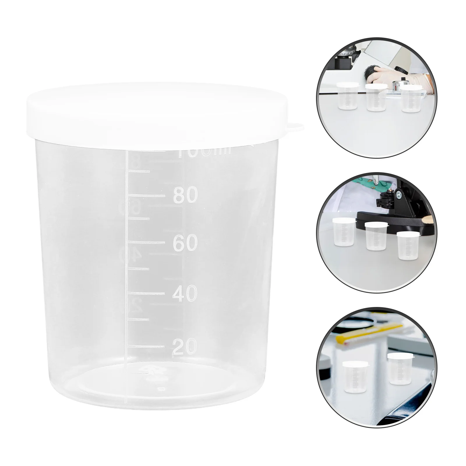 

20Pcs Measuring Cups with Lids Transparent Graduated Sample Collection Containers Laboratory Liquid Storage Precise Scale Cups