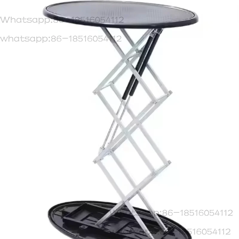 Custom Backlit Light Emitting Diode Counter and Podium Portable Aluminum Hydraulic Pop-Up Round Table