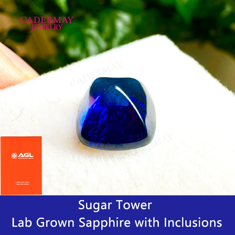 

Synthetic Royal Blue Sapphire 4mm-10mm Sugar Tower Shape Lab Grown Sapphire Gemstones With Inclusions Making Jewelry Certificate