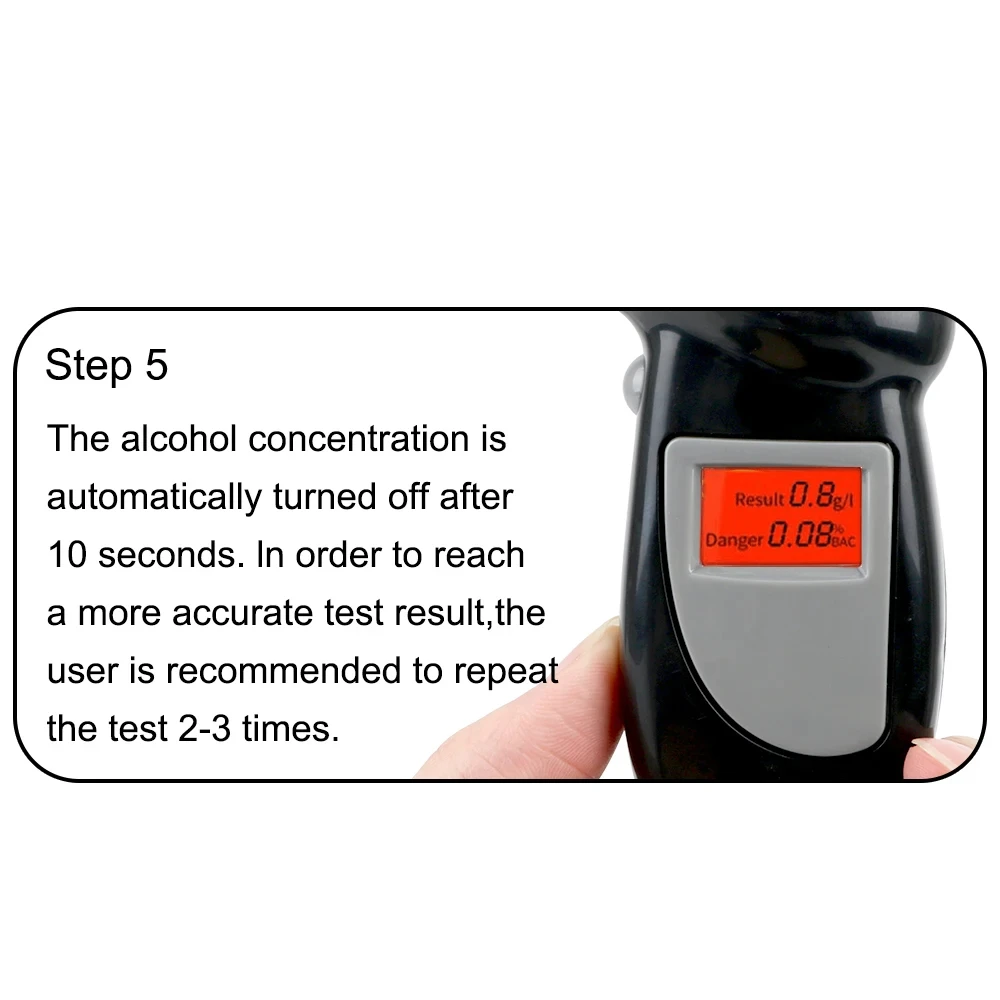 Tragbare Atem Alkohol Tester Handheld Alkoholtester Alcotest Alkohol Test Werkzeuge Hintergrundbeleuchtung Digital Set Auto Zubehör Universal – Detail 5