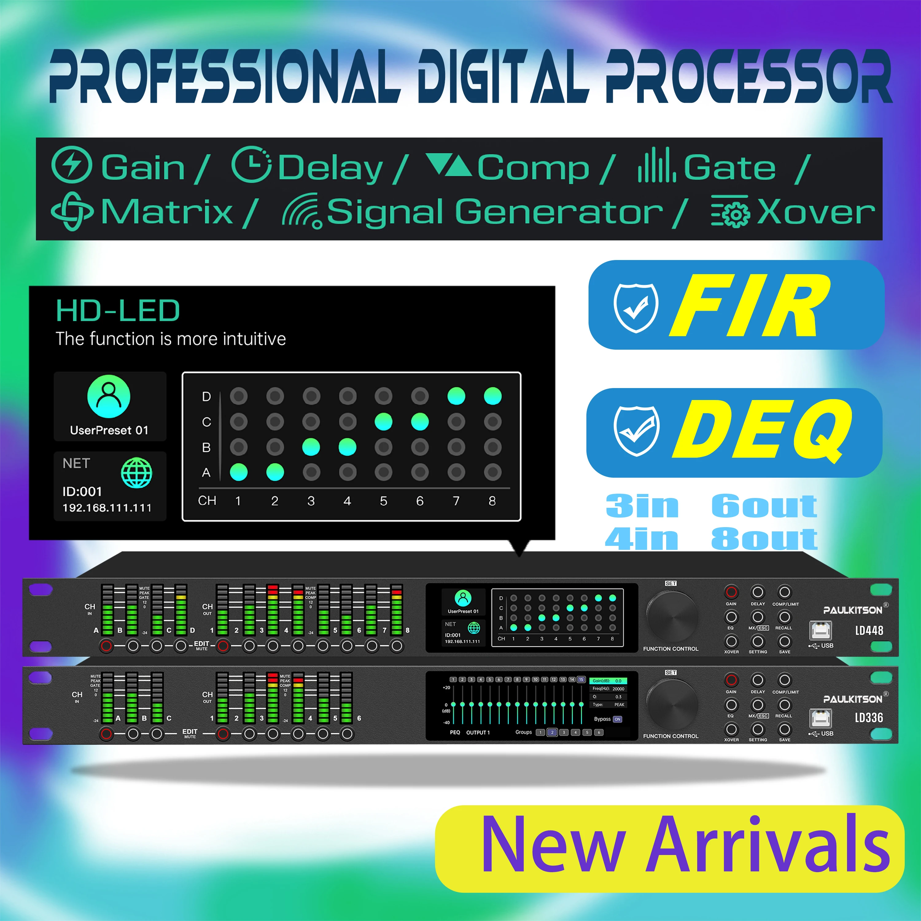 Professional Digital Audio Processor Driverack LD448 High-Performance Digital Dsp Processo With Fir Loudspeaker Control System