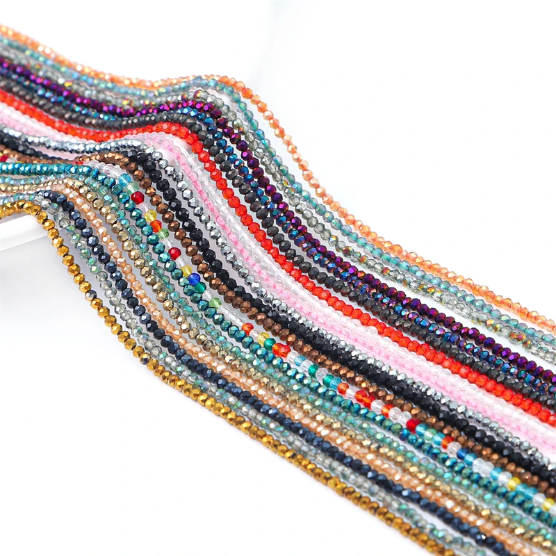 185pcs 2mm Mini Small Glass Beads Faceted Rondelle Crystal Beads for DIY Earring Bracelet Jewelry Making Needlework Sewing Beads