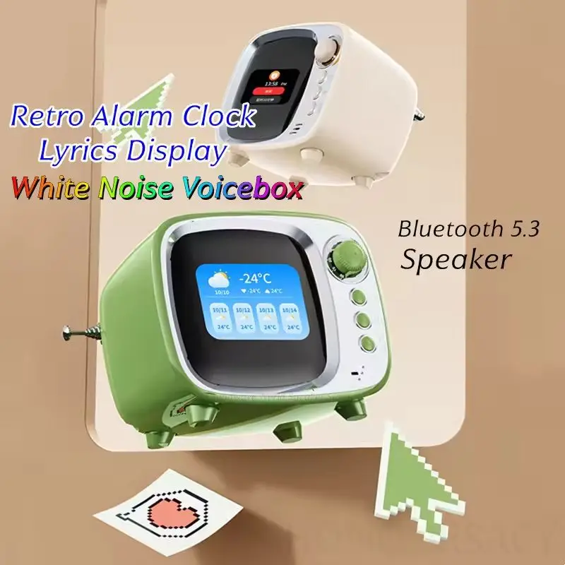 

Настольный ретро-умный Bluetooth-динамик с качеством звука HIFI и функцией сигнализации Lyrics настольный сверхдлительный режим ожидания погоды