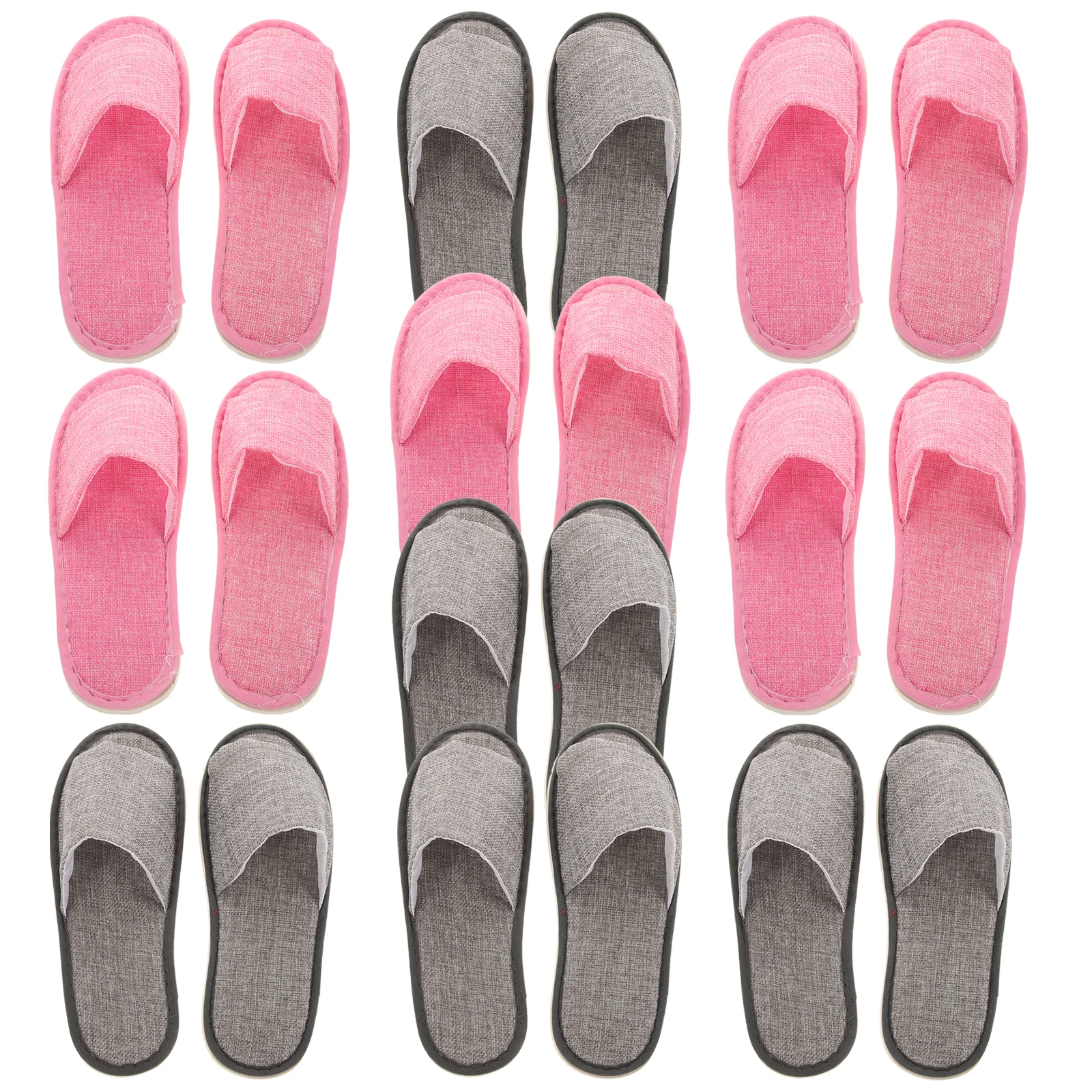 

10 Pairs Linen Slippers 6 5MM Thick Sole Men Gray Women Pink Disposable for Travel Hotel Spa Guest Comfortable Cozy Soft
