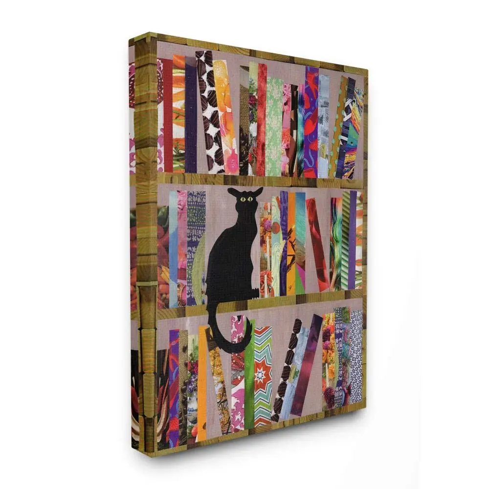 

Bookcase Cat Collage Modern Design X Multi Color Canvas Wall Art, 16 X 20