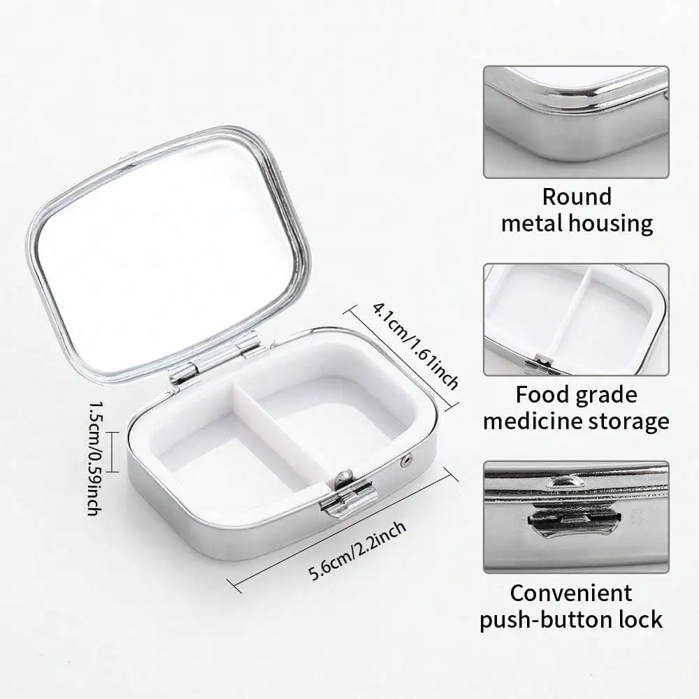 A Heart-Shaped Mini Pill Box, Double-Layer Design, Portable Metal Storage Box, Suitable for Travel and Outdoor Activities, Ideal for Storing Pills, Vitamins, and Jewelry, Also Makes for a Unique Gift.