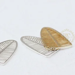 DIY Supply-Laser Cut Solid Solid Brass Finding Link - Leaf 16x25mm (4545C)