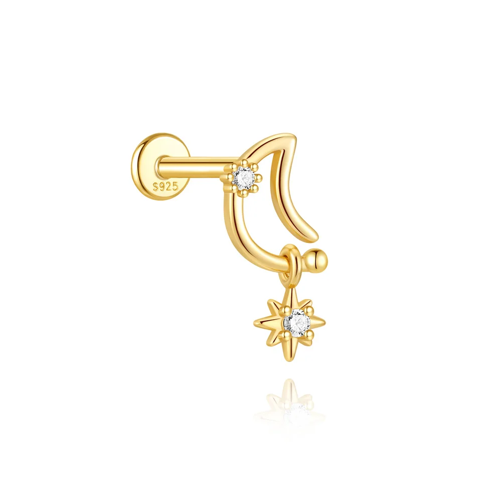 CANNER Zilver 925 Sterling Piercing voor Vrouwen Hartvormige Kleine Oorknop Sieraden Platte Achterkant Oorknopjes voor Helix Tragus Daith