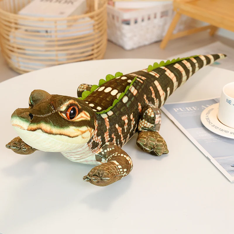46 cm/18,11 Zoll echtes Alligator-Plüschtier, braun, realistisches Reptilien-Plüschtier, Heimdekoration, Geschenk, Kindergeburtstagsgeschenk