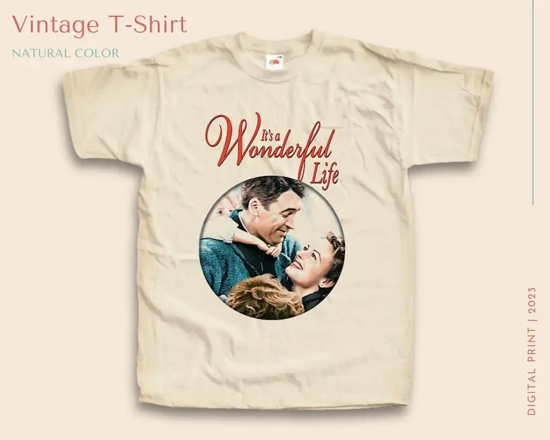 Vintage TShirt It's a Wonderful Life NATURAL color Men Woman Unisex T-Shirt Digital Print Sizes S M L XL 2XL 3XL 4XL 5XL