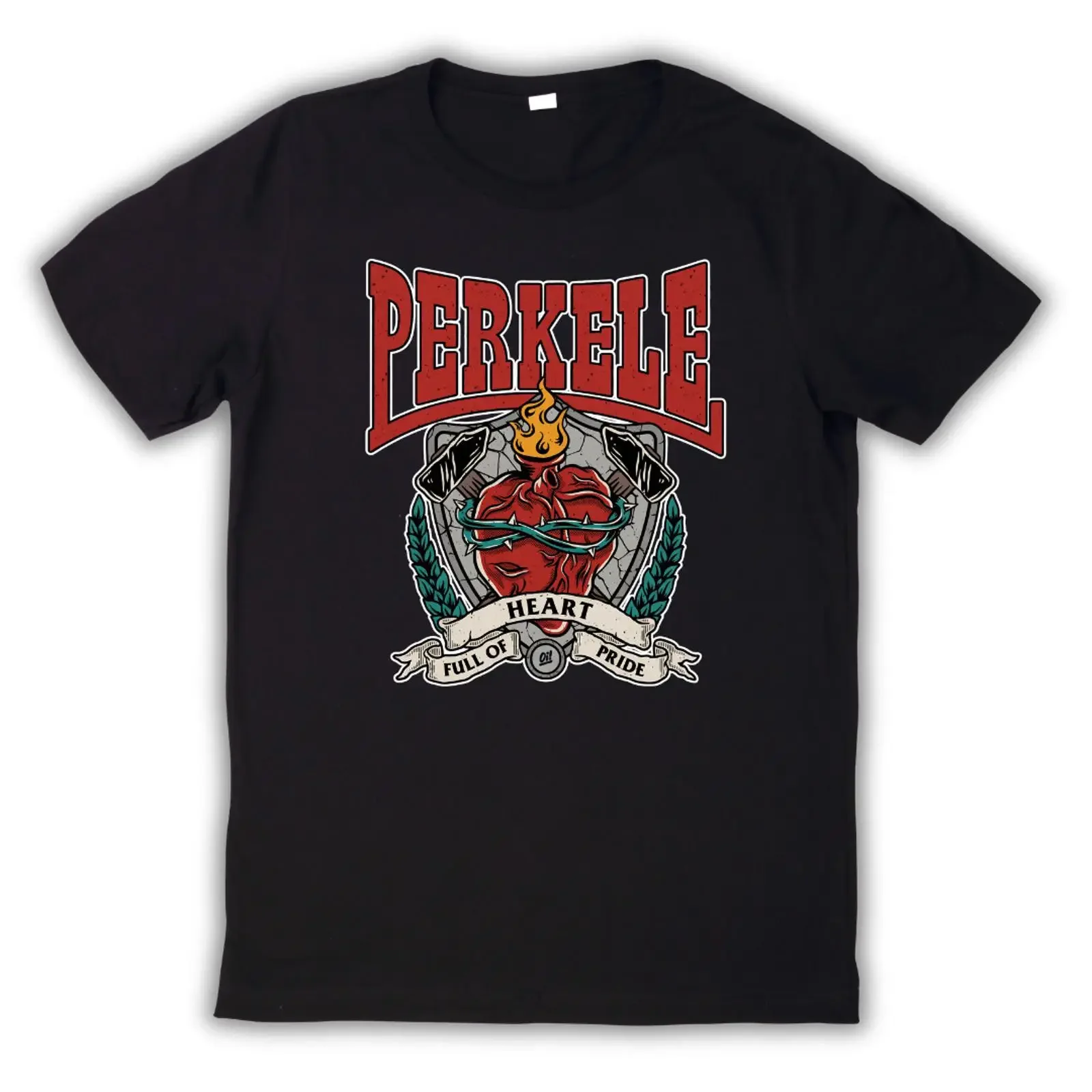 Perkele heart full of pride t shirt Oi punk rock street vintage Washed Casual Stretched designer clothes Slightly Comfortable