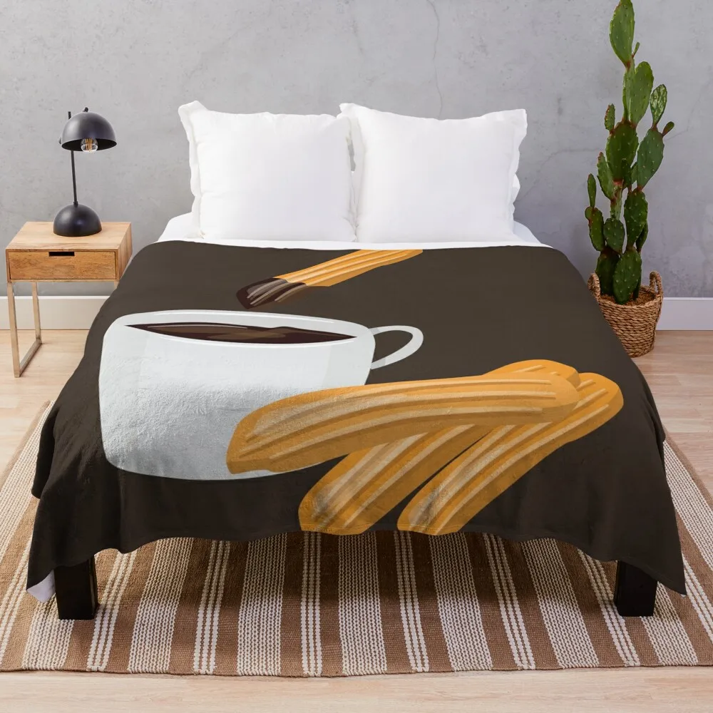 Churros Dipped In Chocolate Throw Blanket sofa bed Sofa Quilt Sofa Beach Blankets