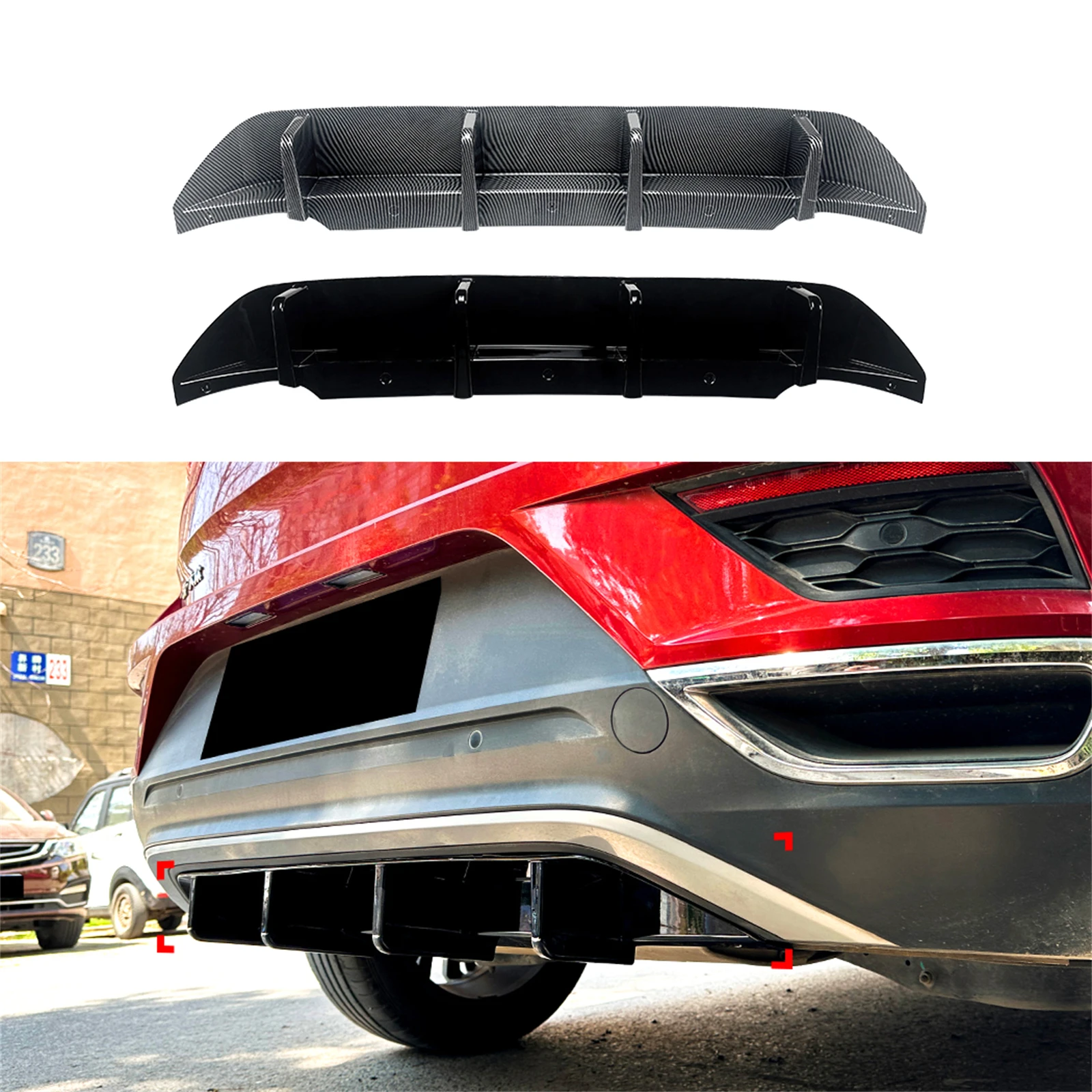 Rear Bumper Diffuser Lip For Volkswagen VW T-Roc T ROC 2018-2022 Standard Versions Carbon Look/Gloss Black Tail Spoiler Splitter