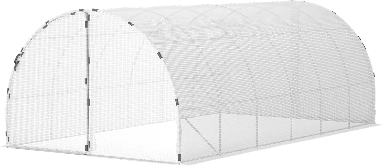 

19'x10'x6' Walk-in Tunnel Greenhouse, Transparent PE Cover, 2 Zipper Doors, Outdoor Hobby House for Tropical Plants, Vegetables