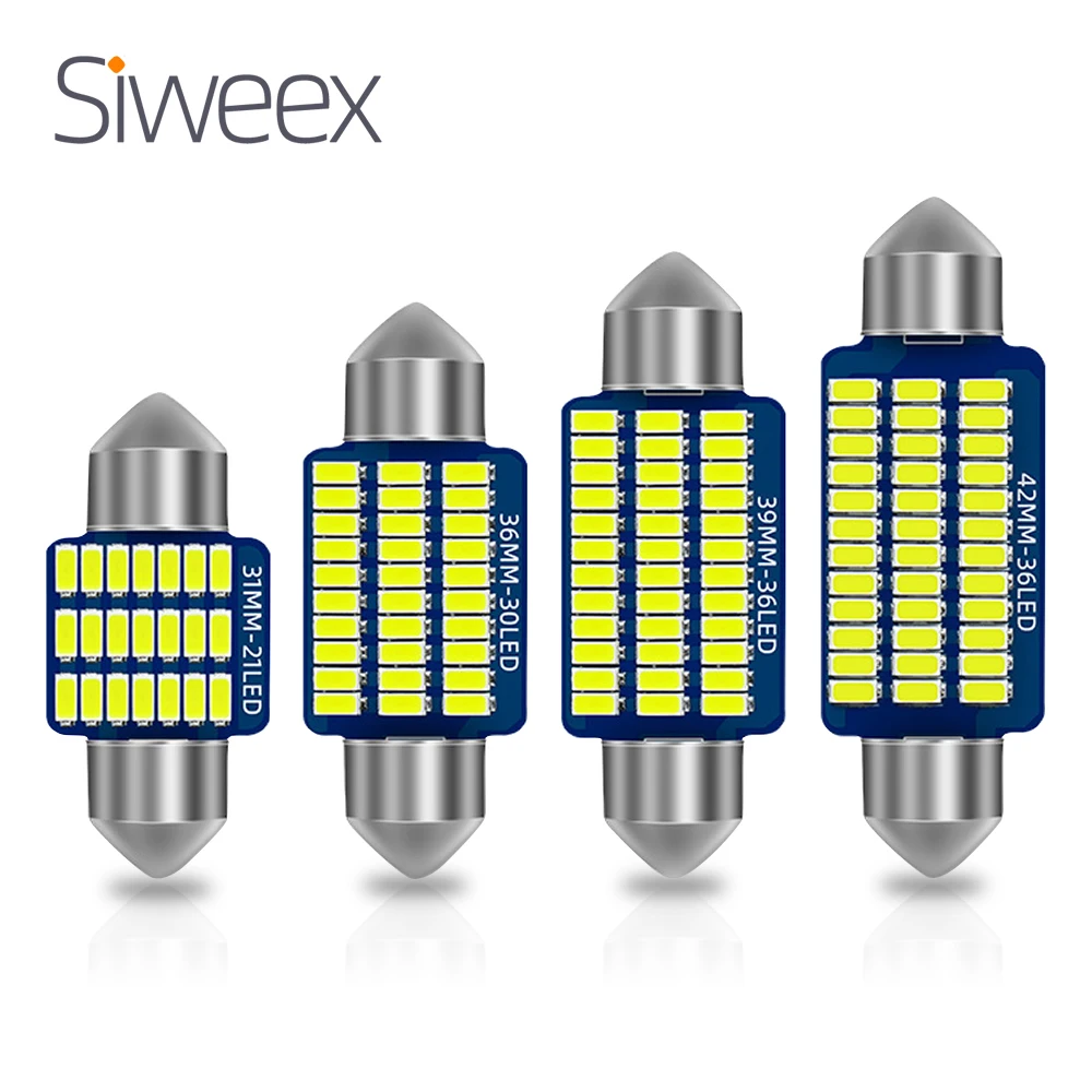 

31MM 36MM 39MM 41MM C5w C10W Car LED 3014 SMD Reading Festoon Dome Light License Plate Automobile Door Trunk Bulbs White DC 12V