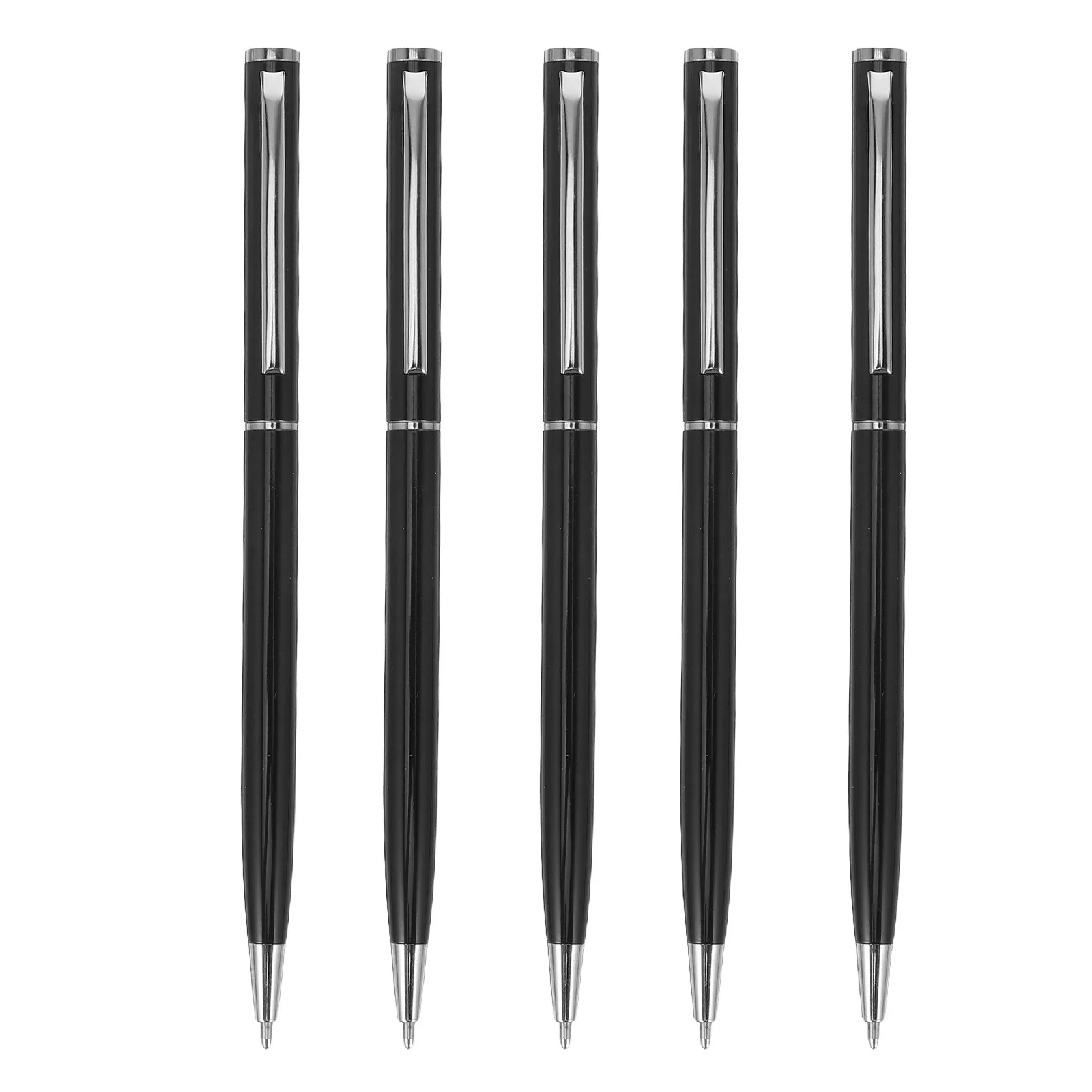 

5Pcs Business Rotary Ballpoint Pens Metal Refillable Black Smooth Writing Pen Office Signature Meeting Notetaking Tool