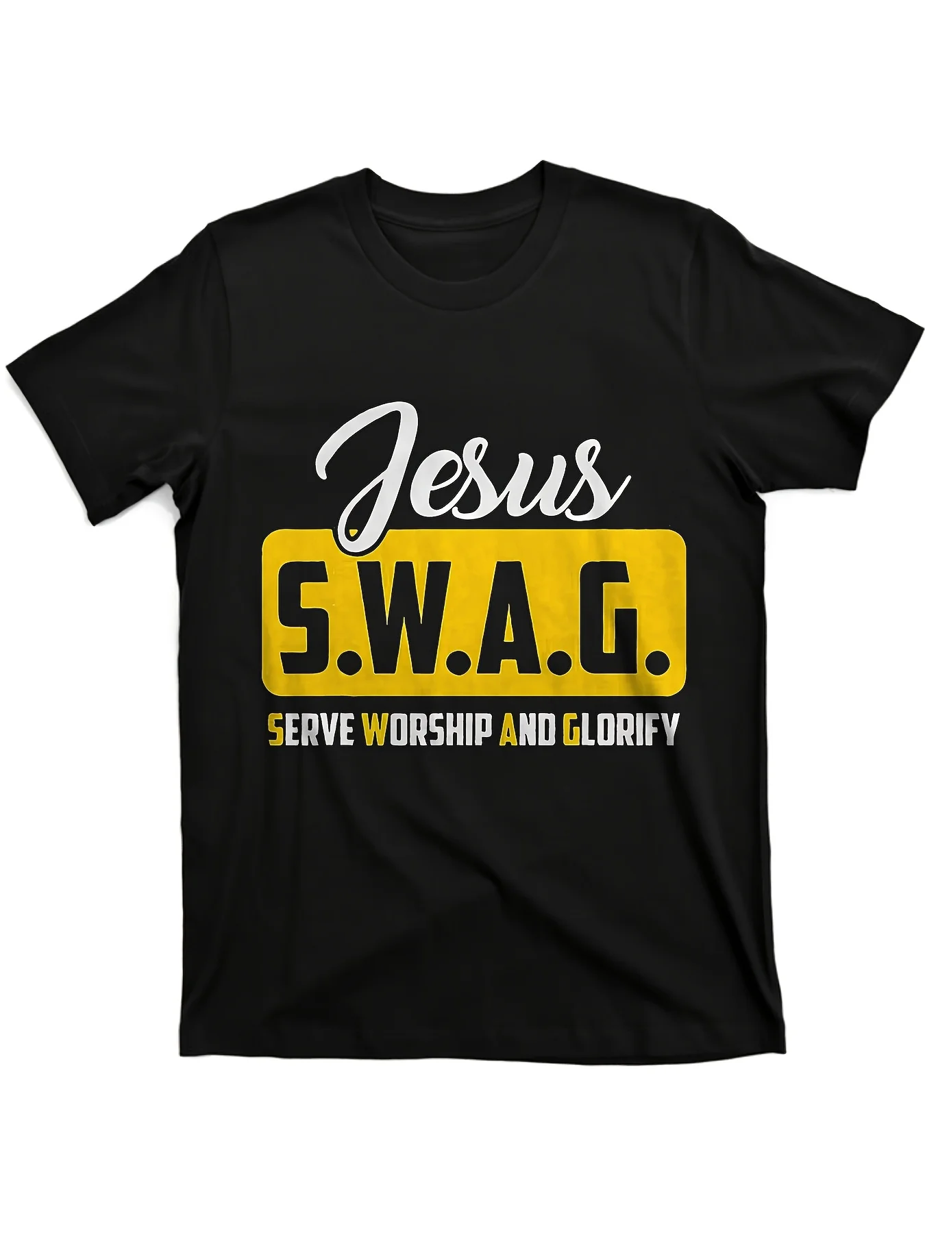 

Men's Christian T-Shirt Religious Tee with Yellow Accent Soft Breathable Cotton Shirt for Church Casual Wear