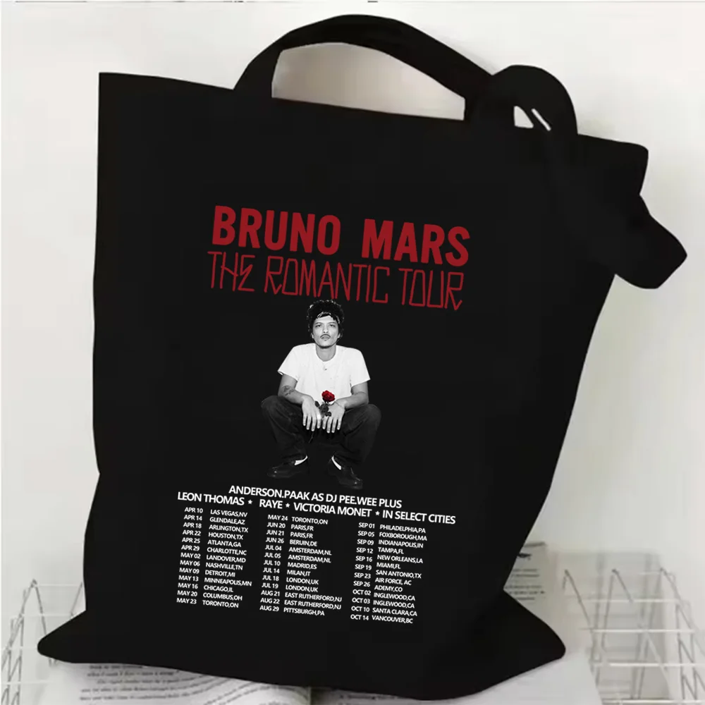 

The Romantic Tour 2026 Bruno Mars Merch Canvas Bag Shopping Y2k Shopping Tote Bag Shopper Bag for Fans Gift