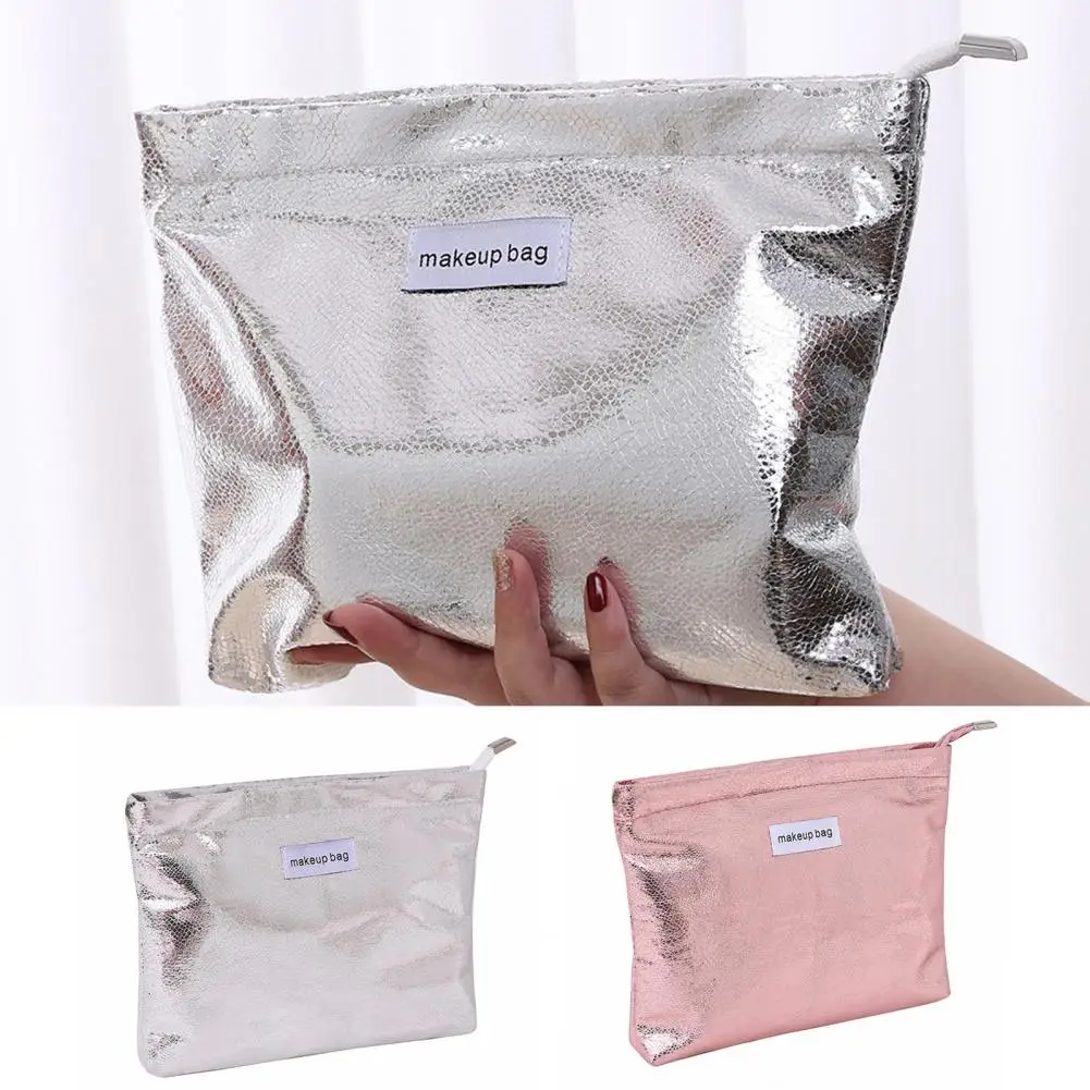 Cosmetic Bag Thickened Faux Leather Waterproof Zipper Large Opening Commute Travel Makeup Bag Earphone Key Tampon Stoarge Pouch