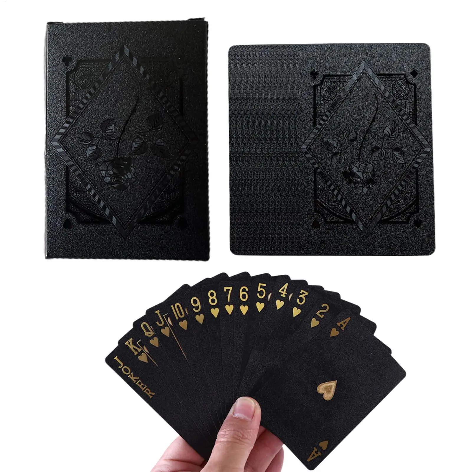 Black Rose Deck Poker Frosted Waterproof Plastic Playing Cards Texas Poker Collection Commemorative Chess Practical Party Gift