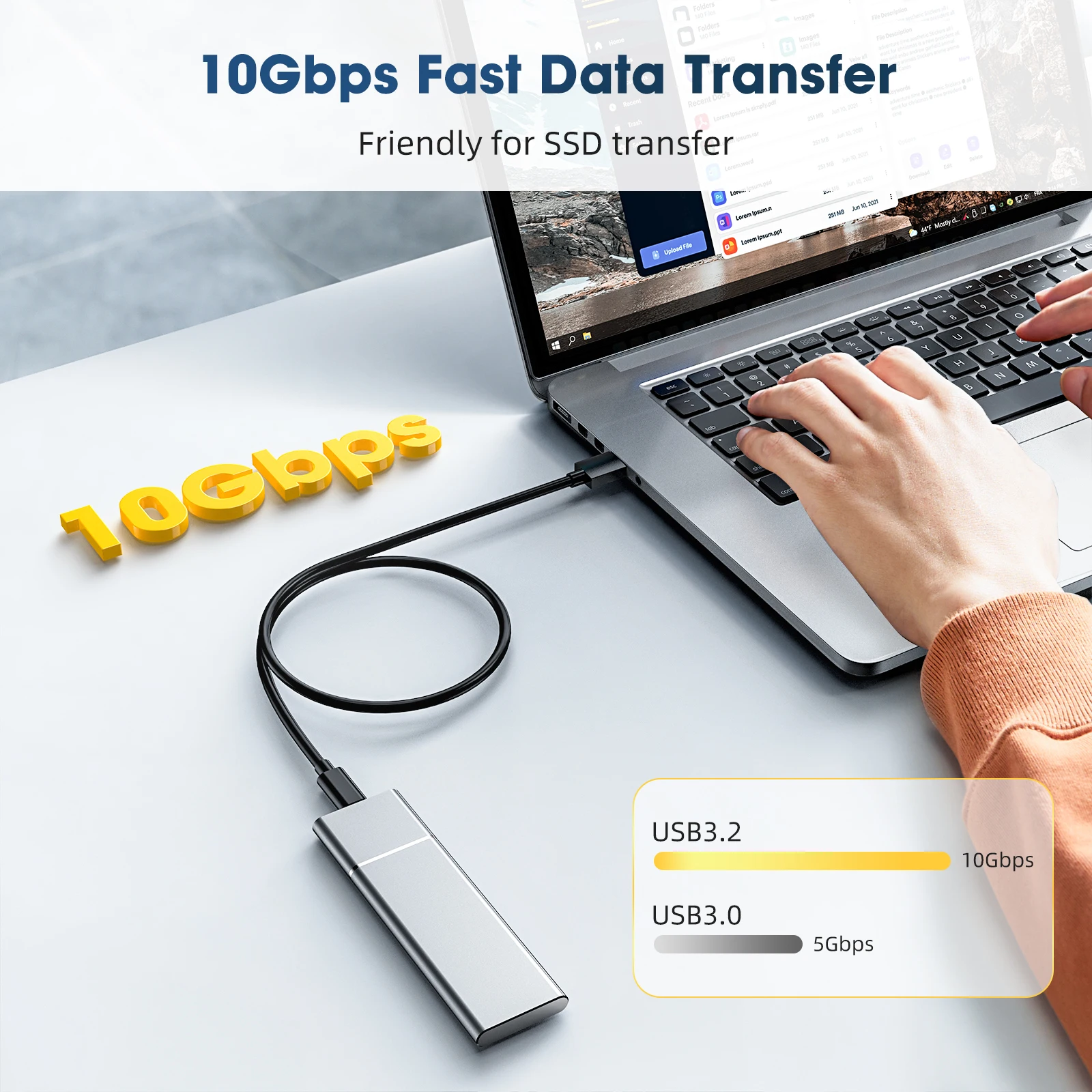 كابل بيانات USB3.2 إلى النوع c 10G 3A 60W Usb 3.0 إلى Usb c Type-c كابل شحن سريع 0.3m 0.5m 1m 2m 3m #6