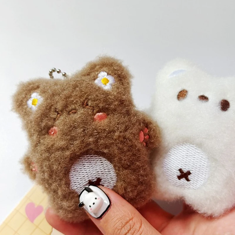 الكرتون الدب المفاتيح قلادة لطيف أفخم دمية لعبة Kawaii رقيق لينة محشوة كيرينغ حقيبة سحر زينة النساء فتاة