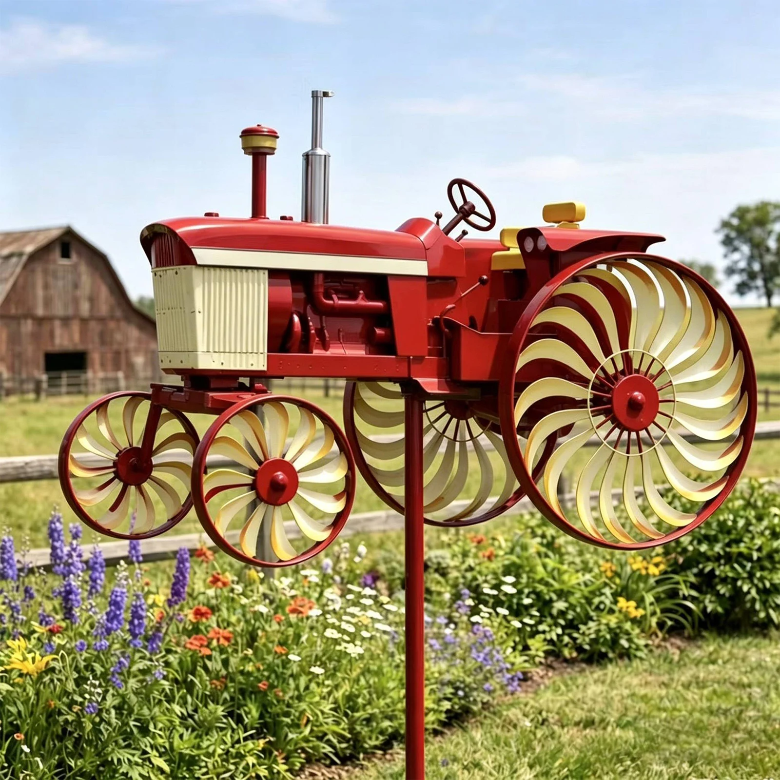 Tractor Wind Sculpture Decorative Windmill Outdoor Tractor Wind Spinner for Patio Yard Garden Gift for Friends Family