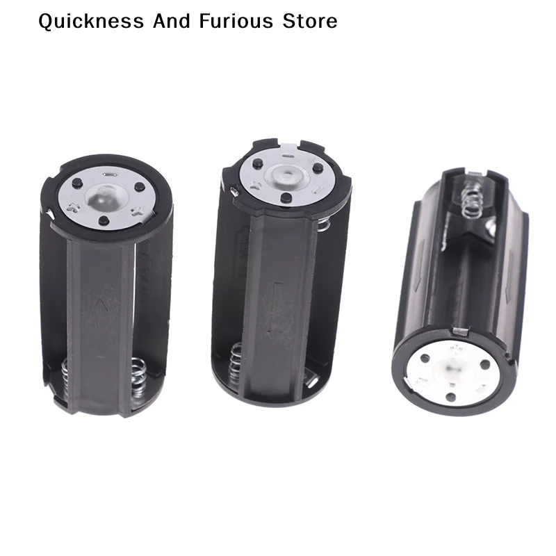 Black Cylindrical Battery Adapter Case 3x AA to D Size Battery Holder Hold 3 Standard AAA Batteries For Flashlight Lamp 1/3Pcs
