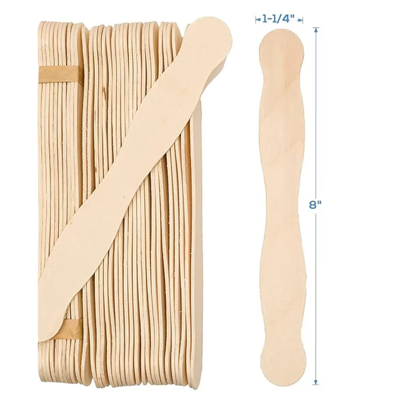 Mangos de ventilador de 8 pulgadas, espátula de madera o paquete de mezcla de pintura, palitos de paleta para manualidades, Kit de suministros para manualidades, 100