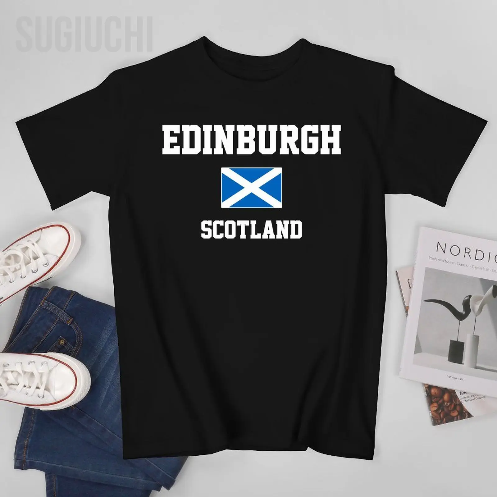 Flag of Scotland Edinburgh Men Tshirt Tees T-Shirt O-neck T Shirts Women Boys Clothing 100% Cotton