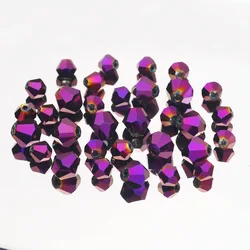 3/4/6/8mm Bicone Purple Austrian Crystals Glass Loose Spacer Beads For Jewelry Making Bracelet Necklace Earrings DIY Accessories