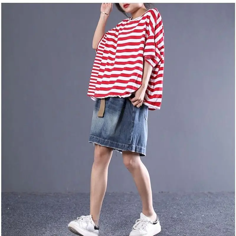 Oversized T Shirts Women Fashion Stripe Yellow T-shirt Casual Loose Short Sleeve Tops 2024 Summer Trend Oversized Tshirt Y2k Top