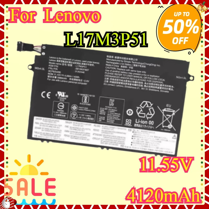 

L17M3P51 Laptop Battery For Lenovo ThinkPad E14 E15 E480 E485 E495 E580 E585 E490 E590 E595 01AV445 01AV447 L17M3P52 SB10K79606