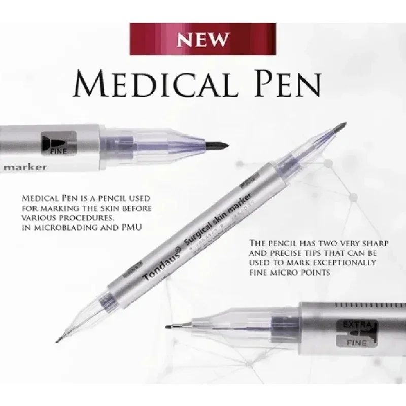 Dubbele Kop Chirurgische Wenkbrauw Tattoo Skin Marker Pen Tool Accessoires Tattoo Marker Pen Pen Met Meetliniaal Microblading