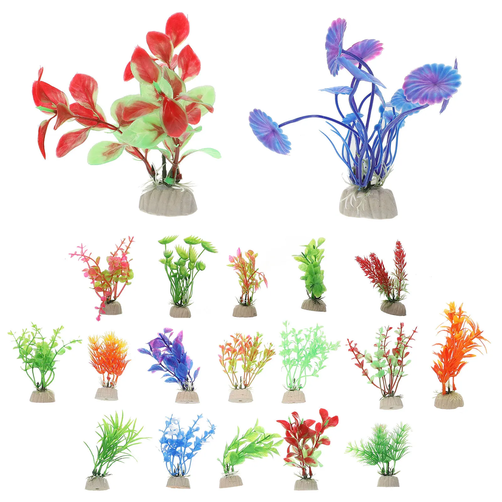 

20pcs Faux Plants Decor Faux Aquarium Plant For Fish Tank Underwater Landscape Ornament Artificial Plant Decoration