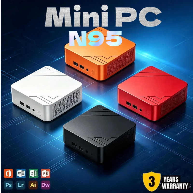 Portable Windows Mini PC N95 Processor, 16GB RAM 512GB-2TB SSD WiFi 6 BT 5.2 4K Home Gaming Computer