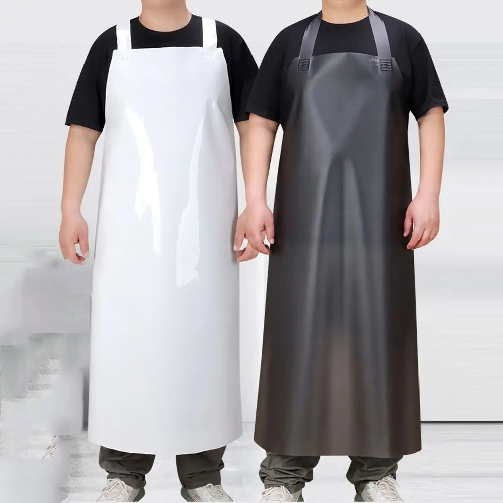 Odorless TPU Oil Resistant Apron Extra Wide Shoulder Straps Heat-Resistant Waterproof Dishwasher Apron Transparent Black