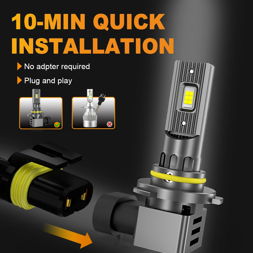 MZGN 2Pcs 20000M 9005 9006 LEDHeadlight Canbus HB3 HB4 H8H H9 H11 CSP LED Headlamp Bulb 100w Turbo AutoLamp 6000K 12V - Image 4