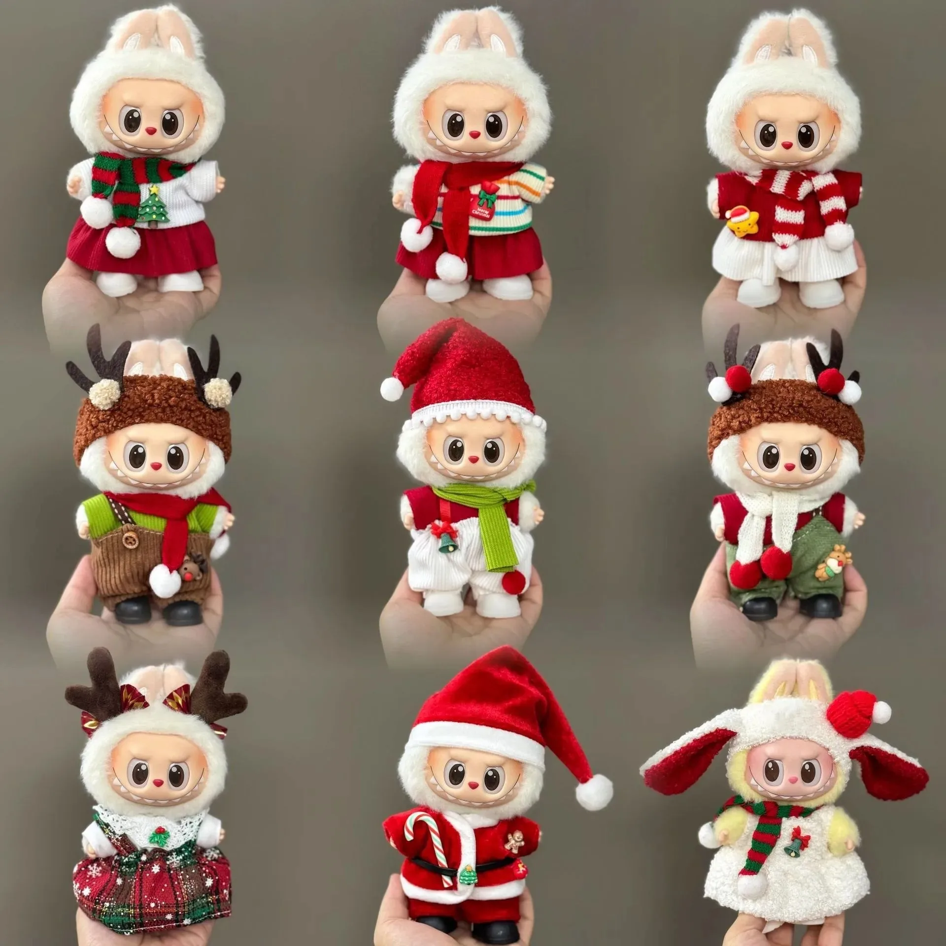 

Cute Christmas Labubu Clothes V1/V2 Sitting Party Vinyl Pendant New Year'S Holiday Dress Labubu Elk Christmas Cloak Hat Clothes