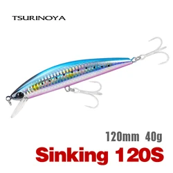 TSURINOYA 120S Sinking Minnow 12cm 40g DW37 Saltwater Hard Boat Fishing Lure Artificial Minnow Bait with Treble Hooks Wobblers