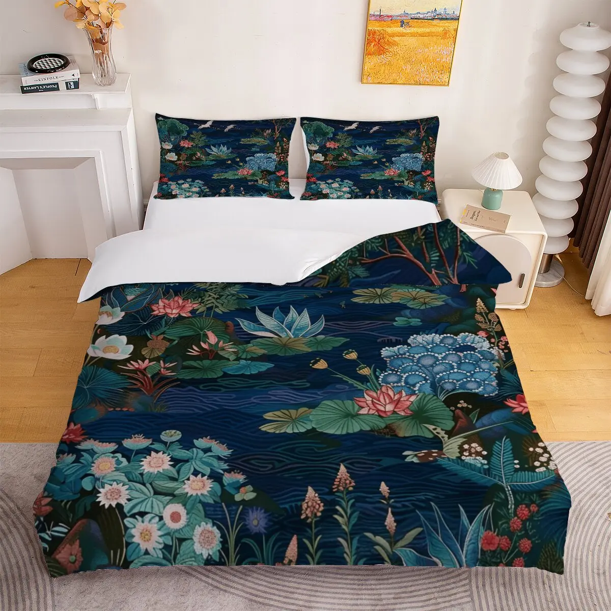 Egret flight  Down duvet cover large size  floral pattern  Room decoration bedding set