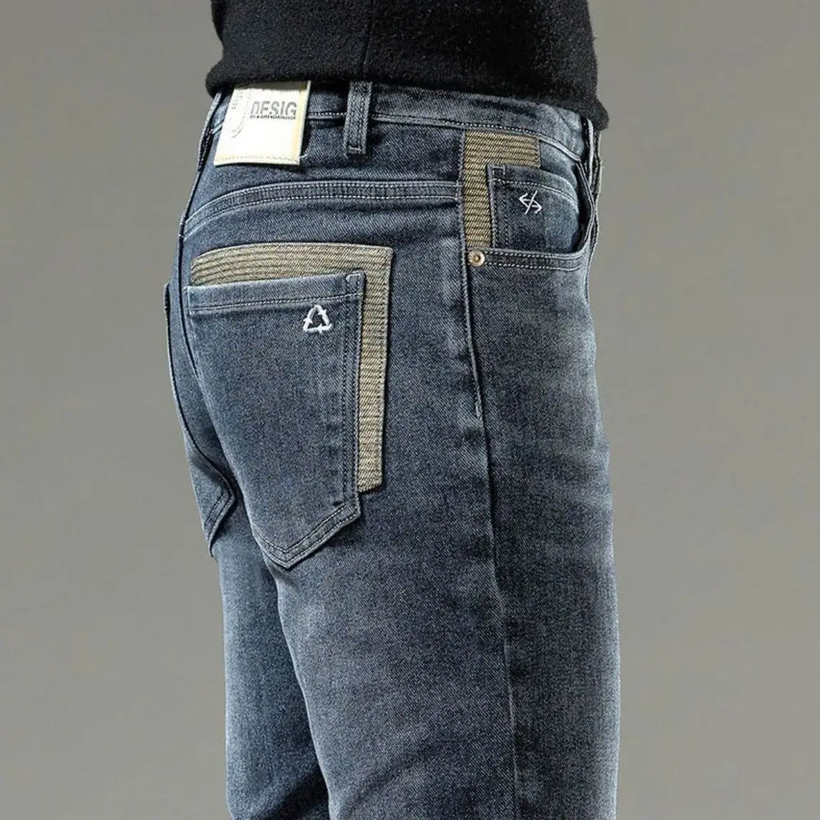 Spring Autumn 2025 Men's High-End Fashion Casual Pants Straight Leg Slim Fit Long Denim Jeans Handsome Cargo Casual Pants Men