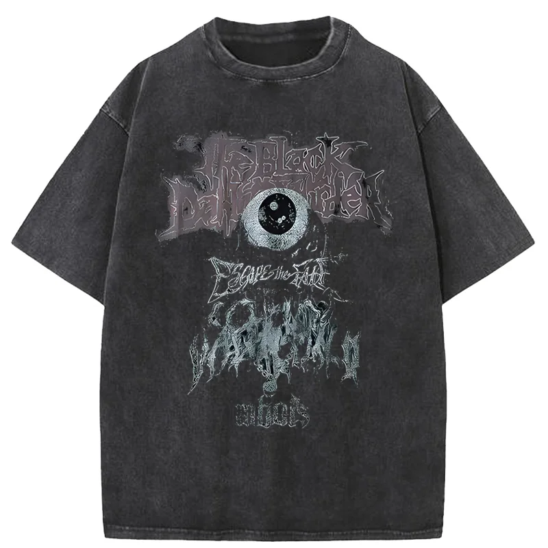 

2025 Men T Shirt Hip Hop Dark Streetwear Tshirt Evil Eye Print Harajuku Summer Short Sleeve T-Shirt Cotton Tops Tees