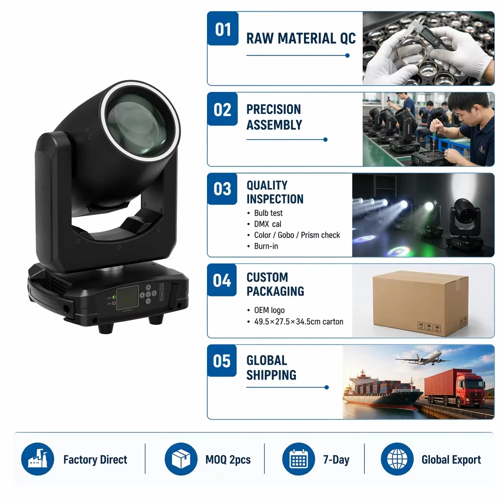 Mini 230W 7R Sharpy Beam Moving Head Light 14 Color/14 Gobo Rainbow Wheel Prism DMX512/Sound-Activated IP33 30000 Lumens Halogen