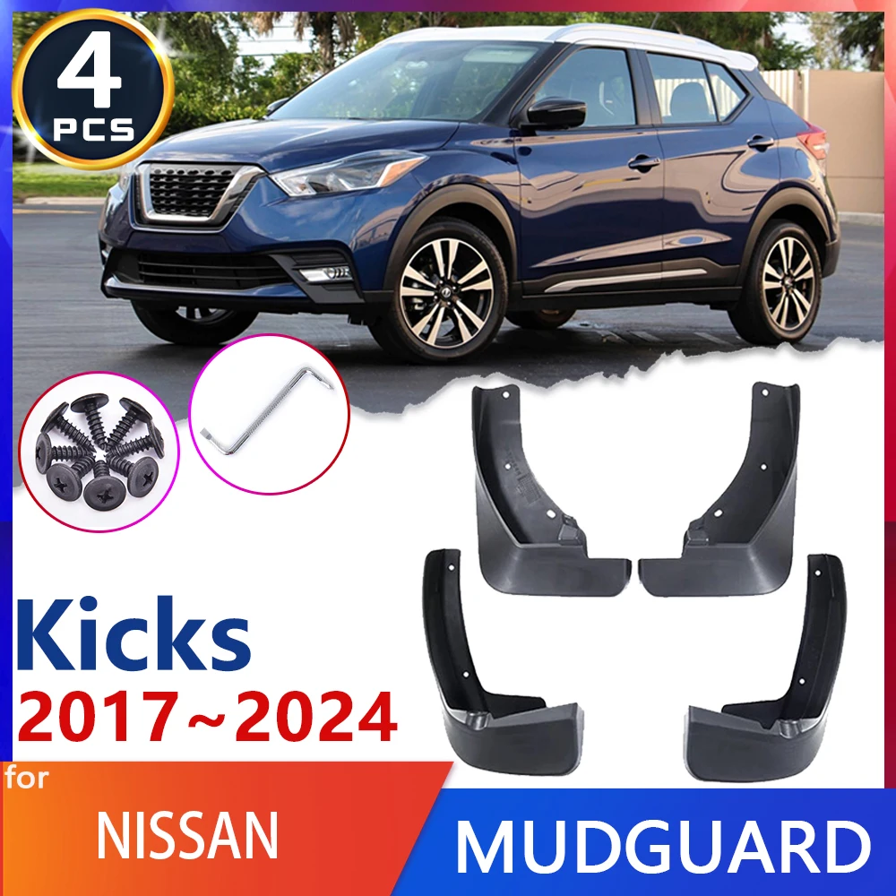 For Nissan Kicks P15 MK1 2017~2024 2018 2019 Car Fender Mud Flap Mudguards Mudflaps Splash Guards Goods Auto Parts Accessories