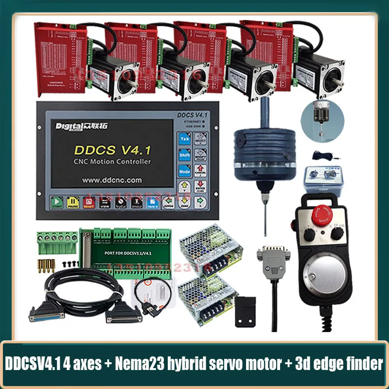 

Ddcsv3.1 Upgrade Ddcsv4.1 4-axis G-code Cnc Offline Controller Kit+ Hybrid Servo Motor Kit+3d Edge Finder E-stop Mpg 75w24v