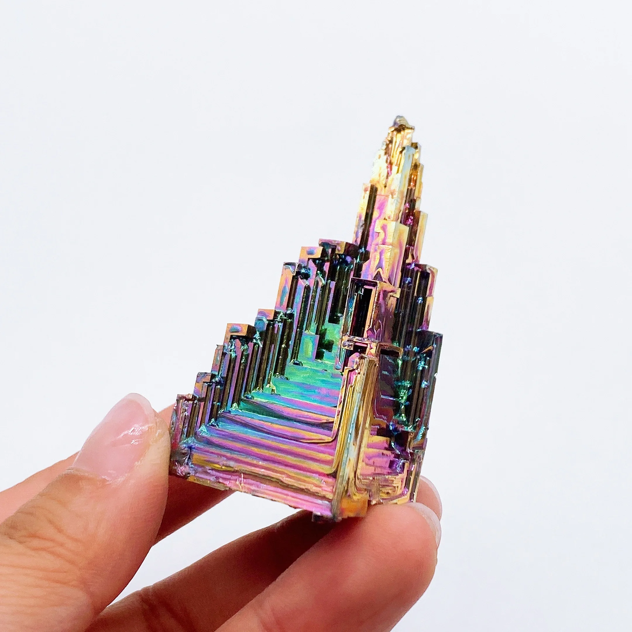 Natural Bismuth Metal Quartz Pyramid Ore Gemstone Reiki Healing Home Decor Raw Crystal Tower  Point Witchcraft Meditation