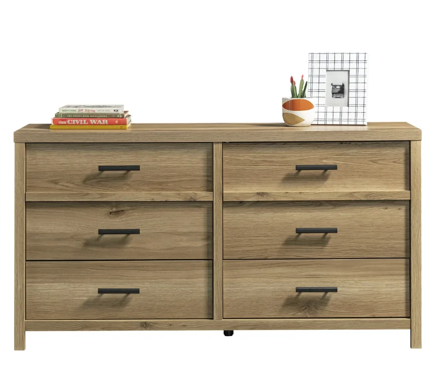 Erie Collection By  6-Drawer Bedroom Dresser, Timber Oak Finish New Usa