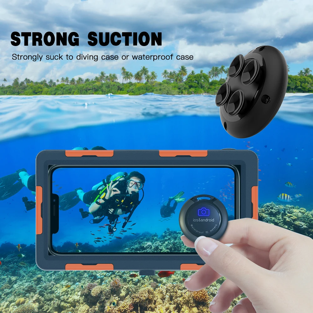 Waterproof Bluetooth Remote Control Button Black Strong Suction Mini Selfie Artifact for Photo Taking Hotel Travel Smartphones