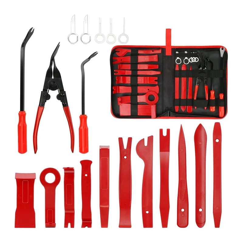 

19Pcs Auto Panel Dash Audio Radio Removal Installer Repair Pry Tools Kit Fastener Removal Car Interior Disassembly Kit